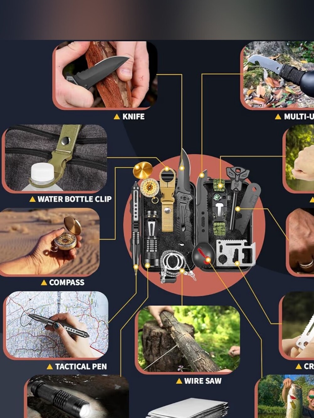 SURVIVAL MENS 14PC KIT EQUIPMENT - Picture 2 of 7
